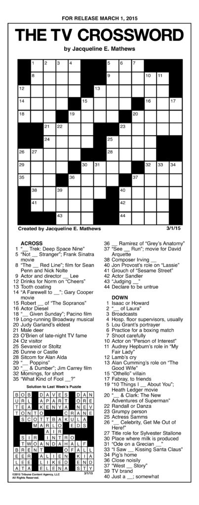 Jacqueline E Mathews Printable Crossword Puzzles