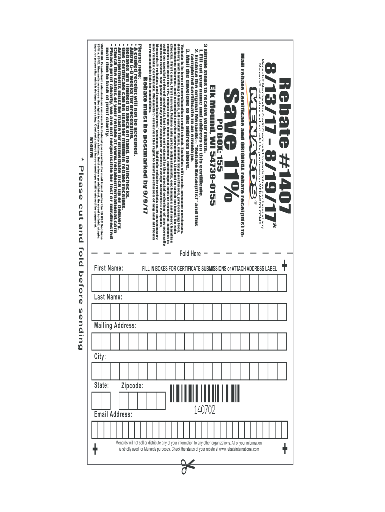 Online Rebate Form Menards