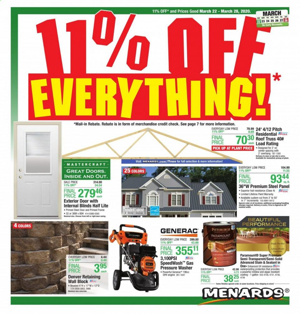 Menards 11 Off Everything Ad Valid From Mar 22 28 2020