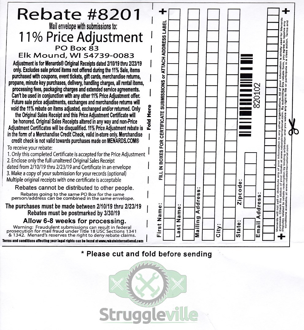 Menards Rebate Adjustment Form March 2023