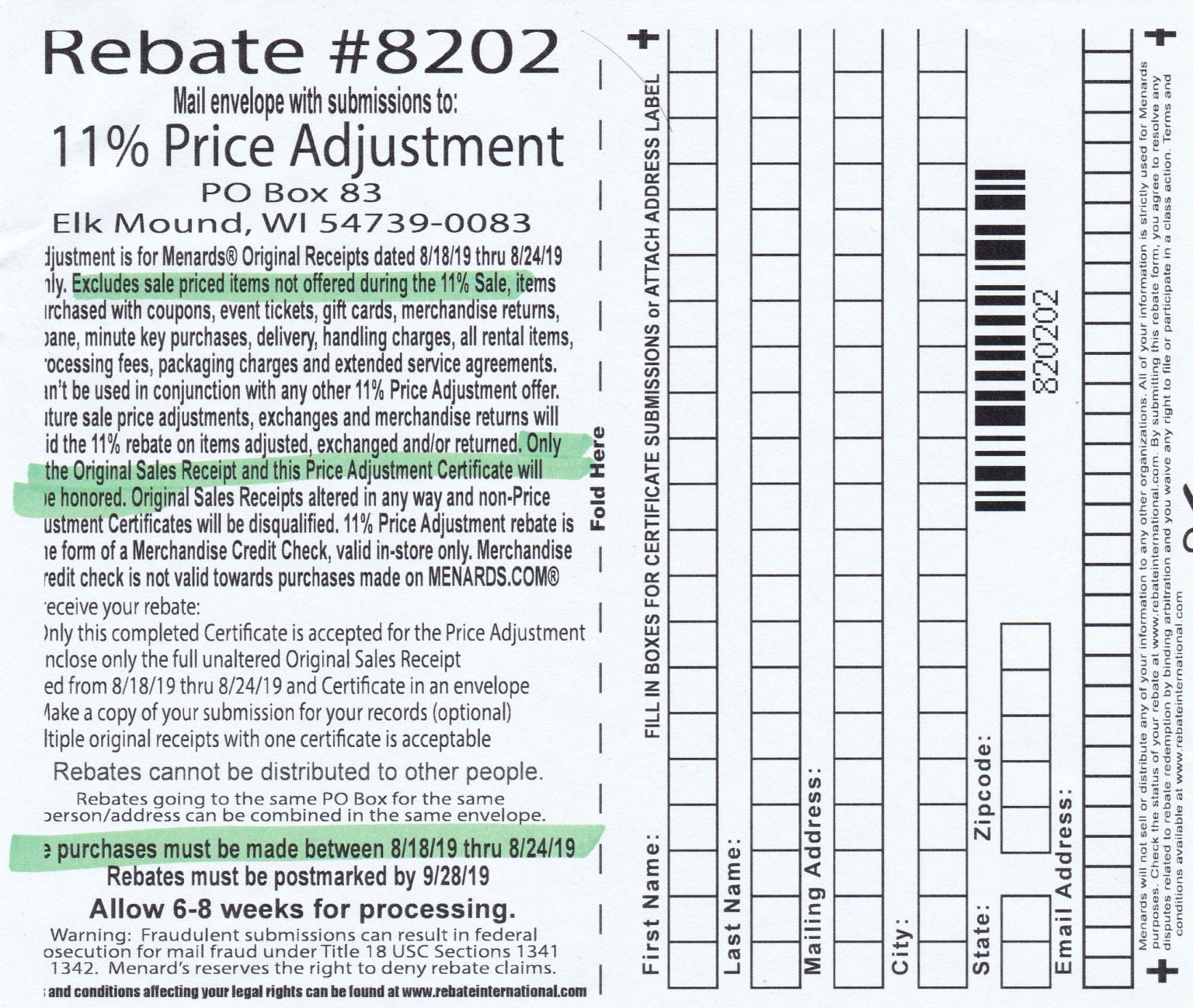 Menards 11 Price Adjustment Rebate 8202 Purchases 8 18 Printable menards-11-price-adjustment-rebate-8202-purchases-8-18-printable