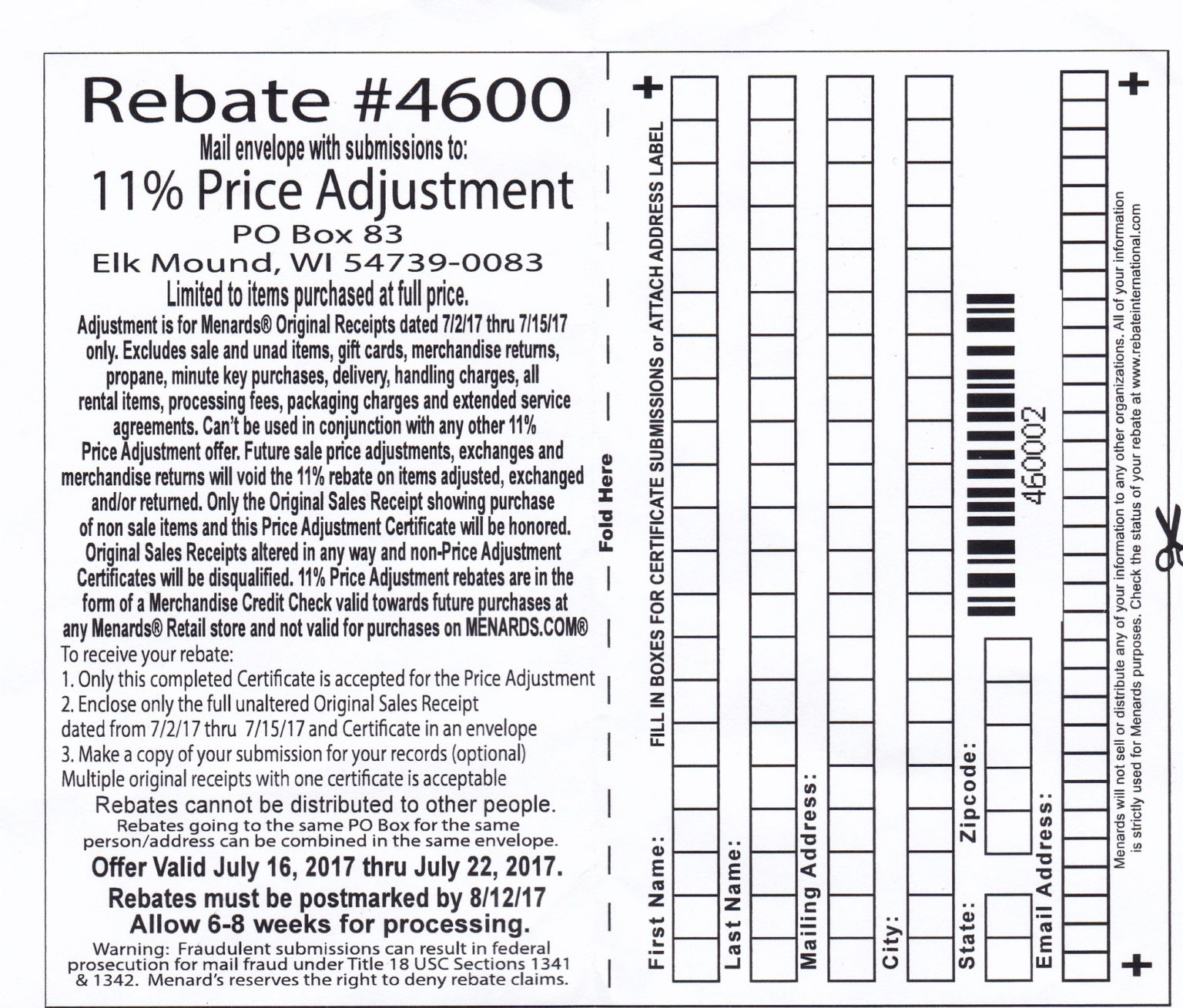 Menards 11 Price Adjustment Rebate Struggleville Printable Crossword 
