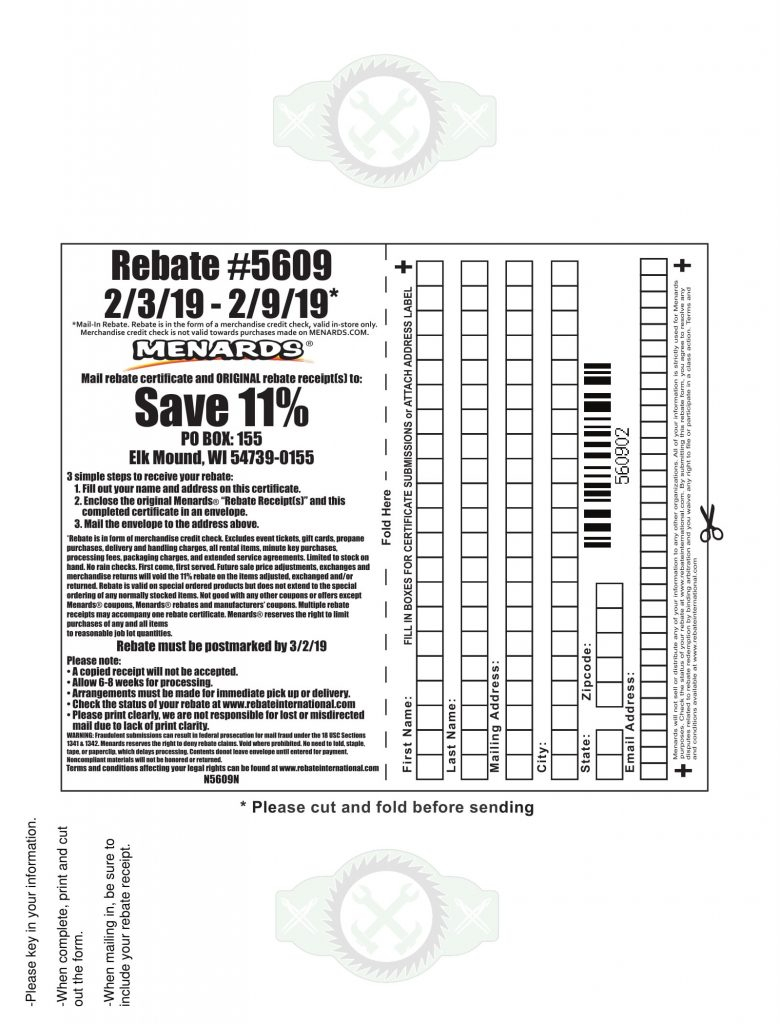 Menards 11 Rebate Form Home Depot