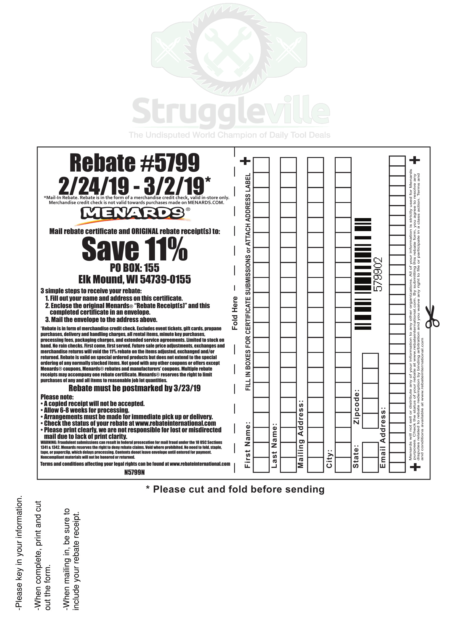 Menards Rebate Form To Print