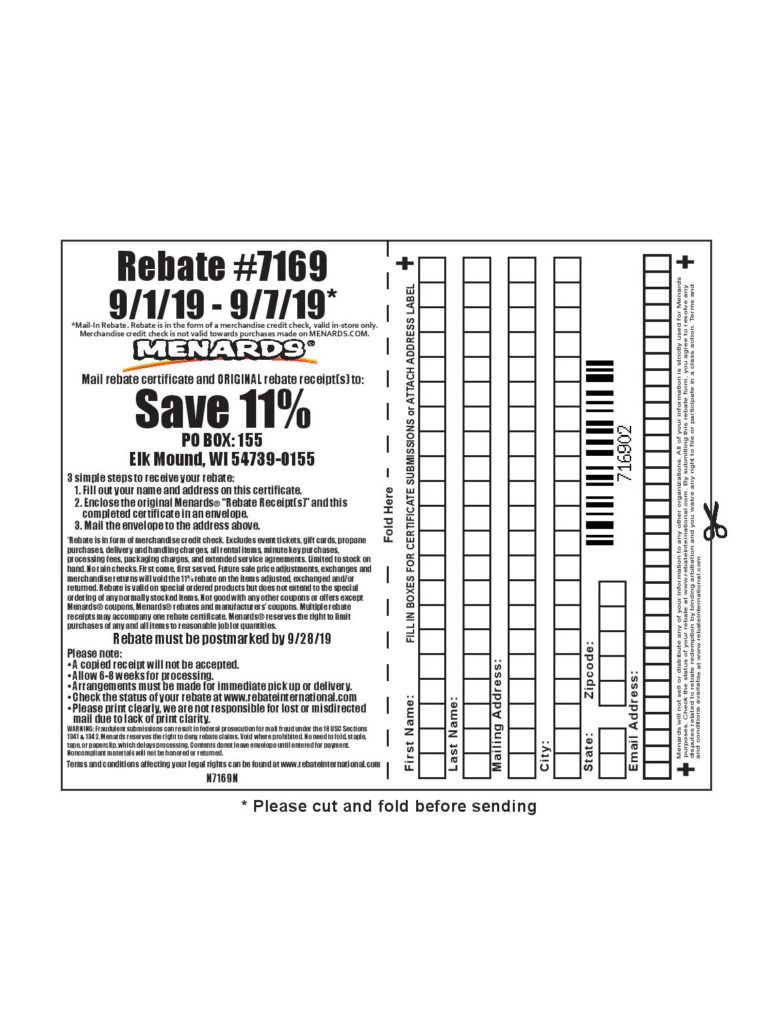 Menards Rebate Form 8302