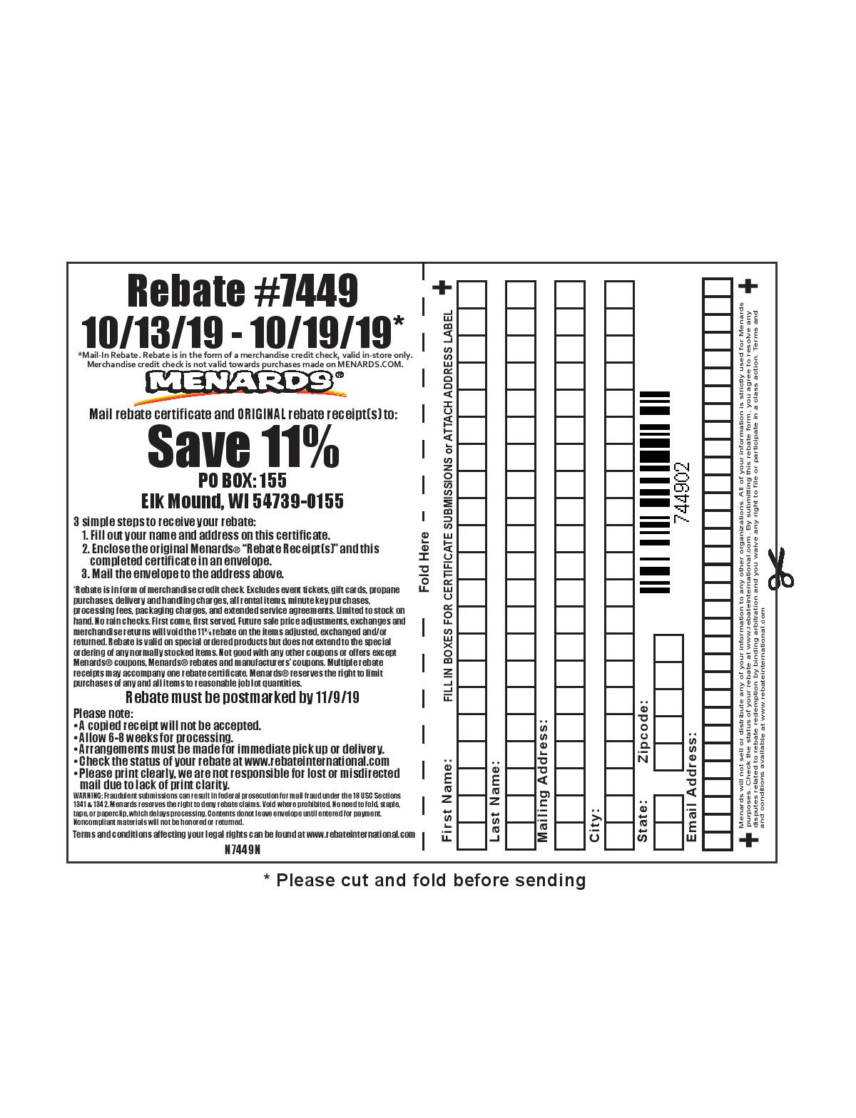 Does Menards Have 11 Rebate