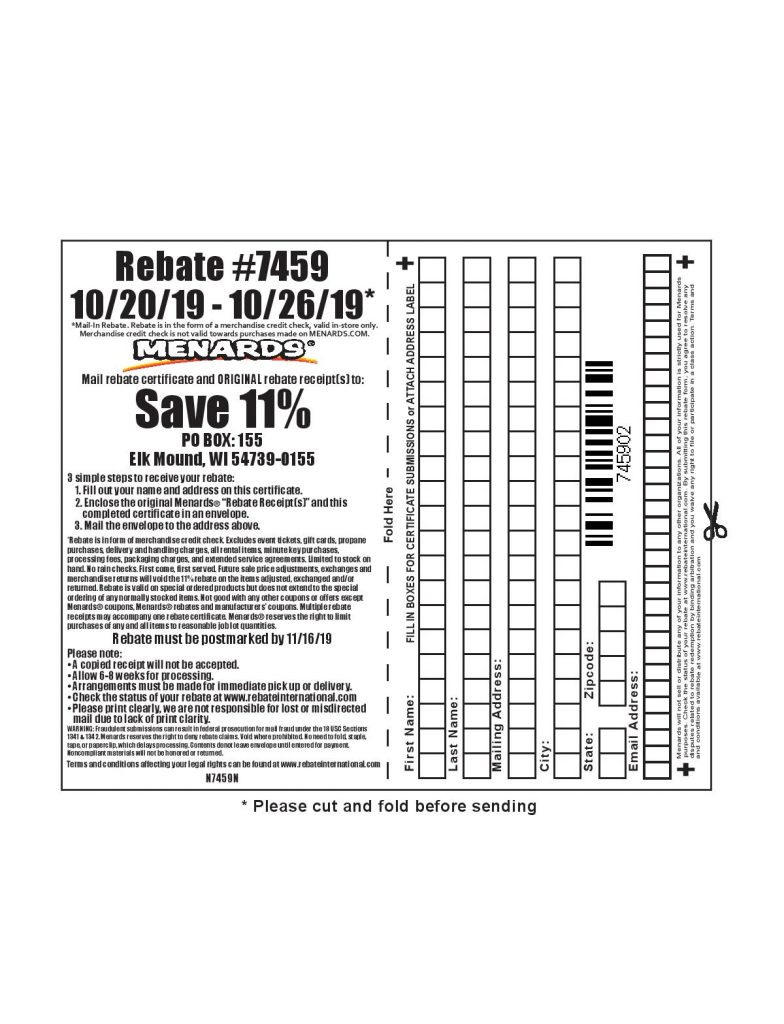 Menards Rebate Forms 7459