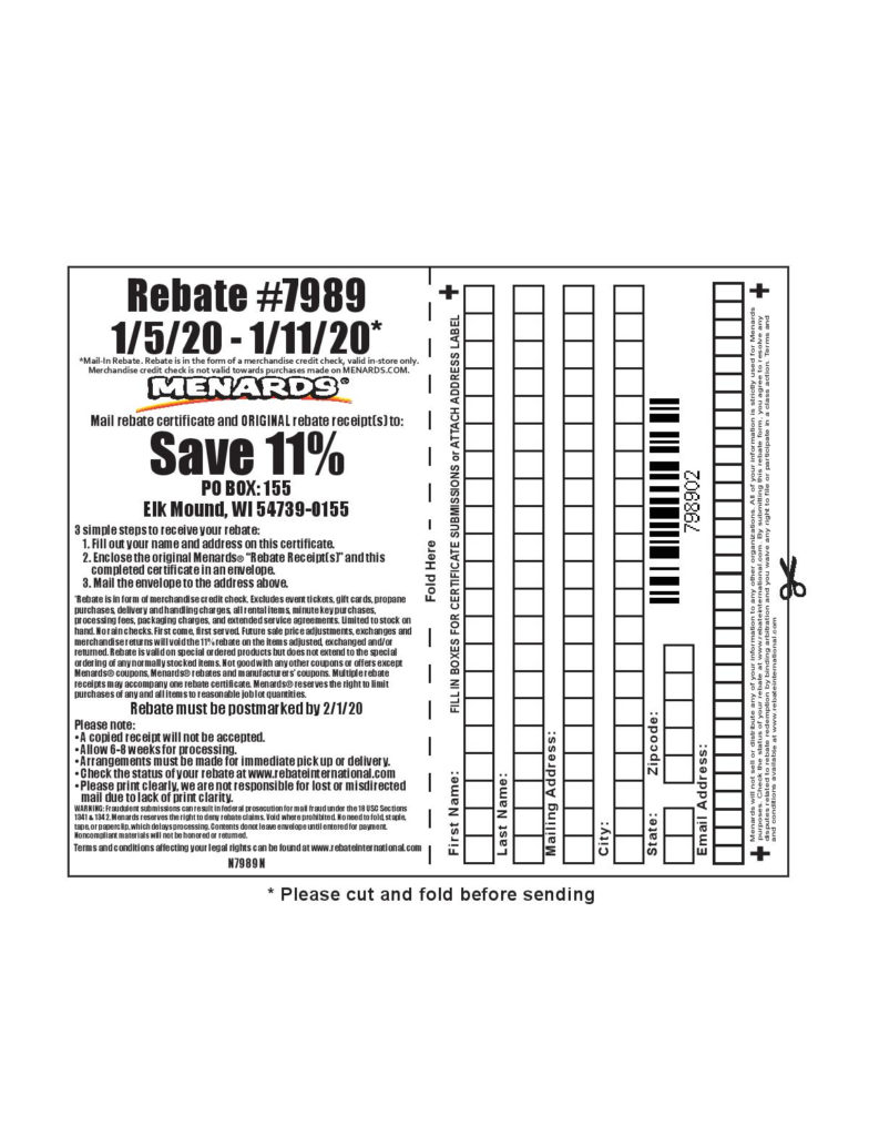 Menards Rebate Forms 7989