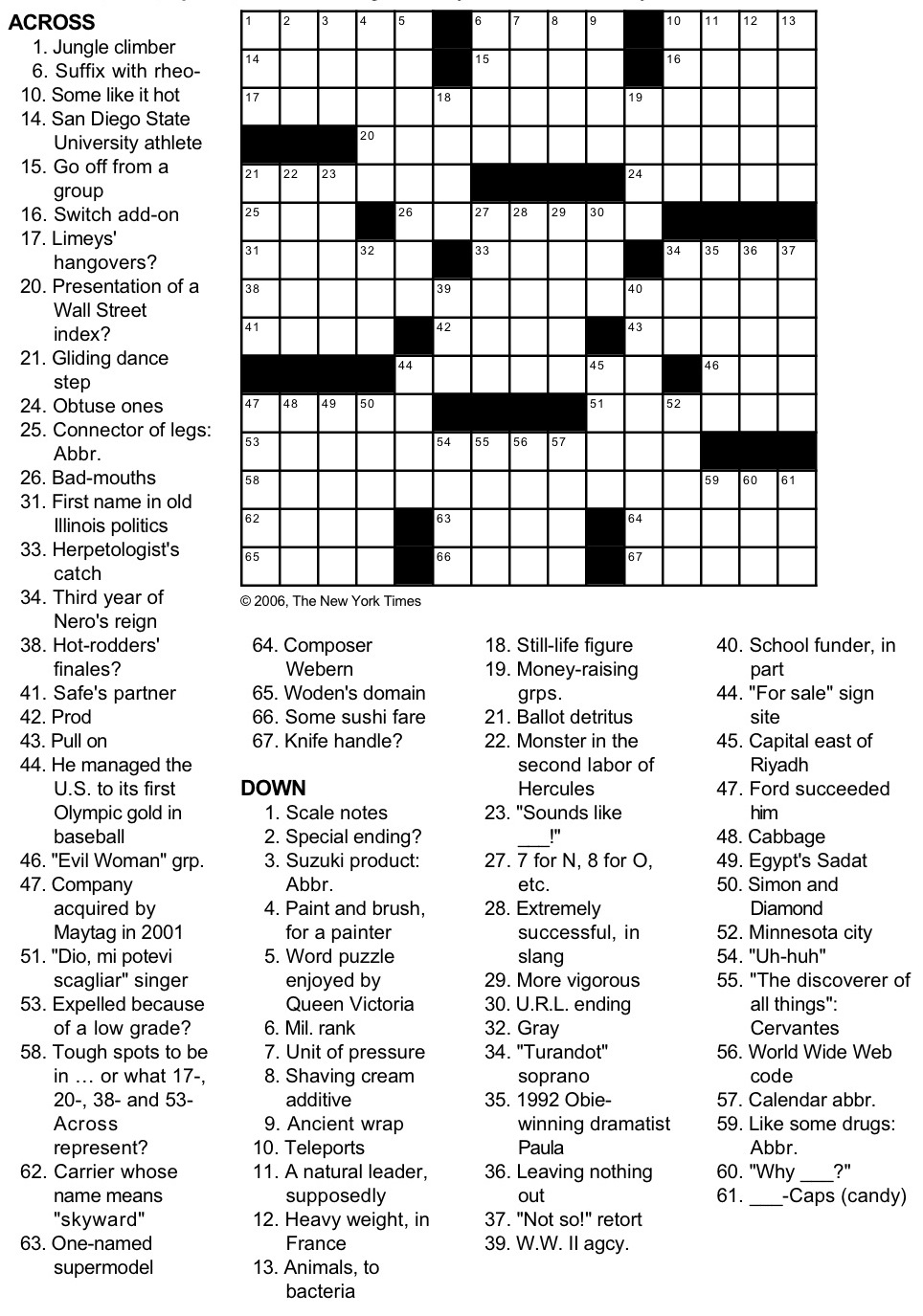 N Y Times Crossword Printable
