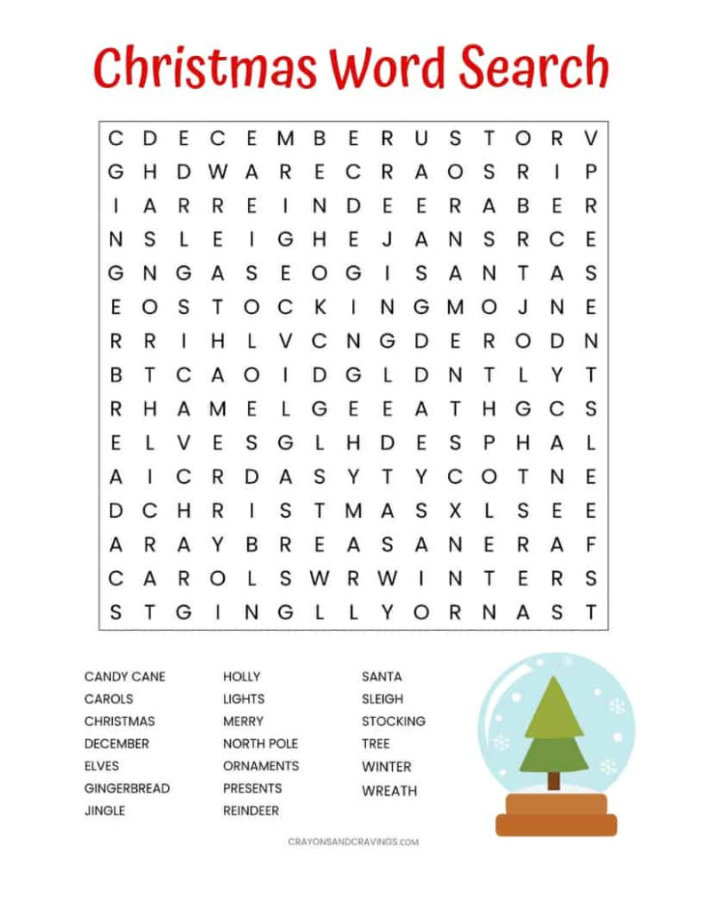 Printable Christmas Word Searches For Adults Word Search