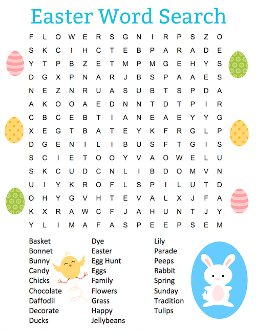 Free Easter Word Search Puzzles Printable