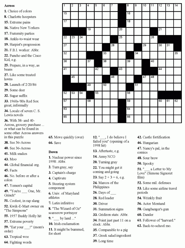 Printable Hard Crossword Puzzles Pdf Printable Crossword