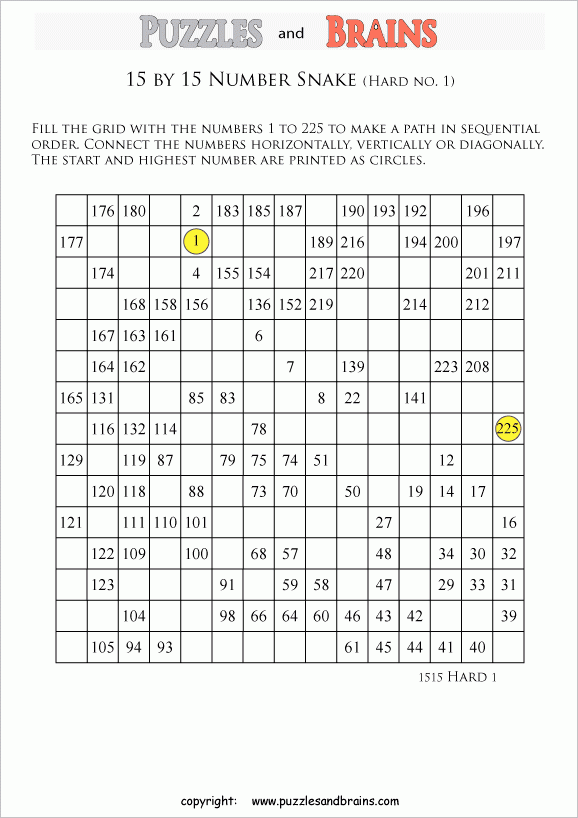 Free Printable Hidato Puzzles