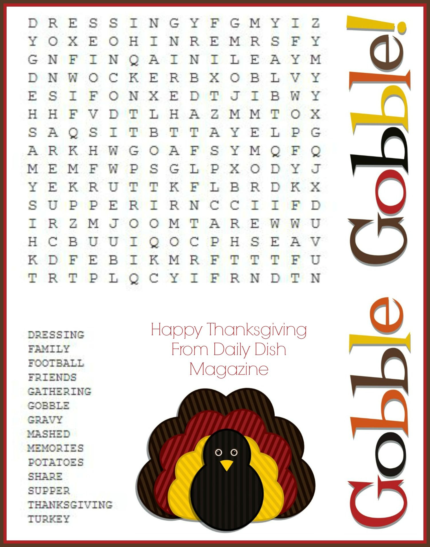 Free Printable Thanksgiving Puzzles For Adults