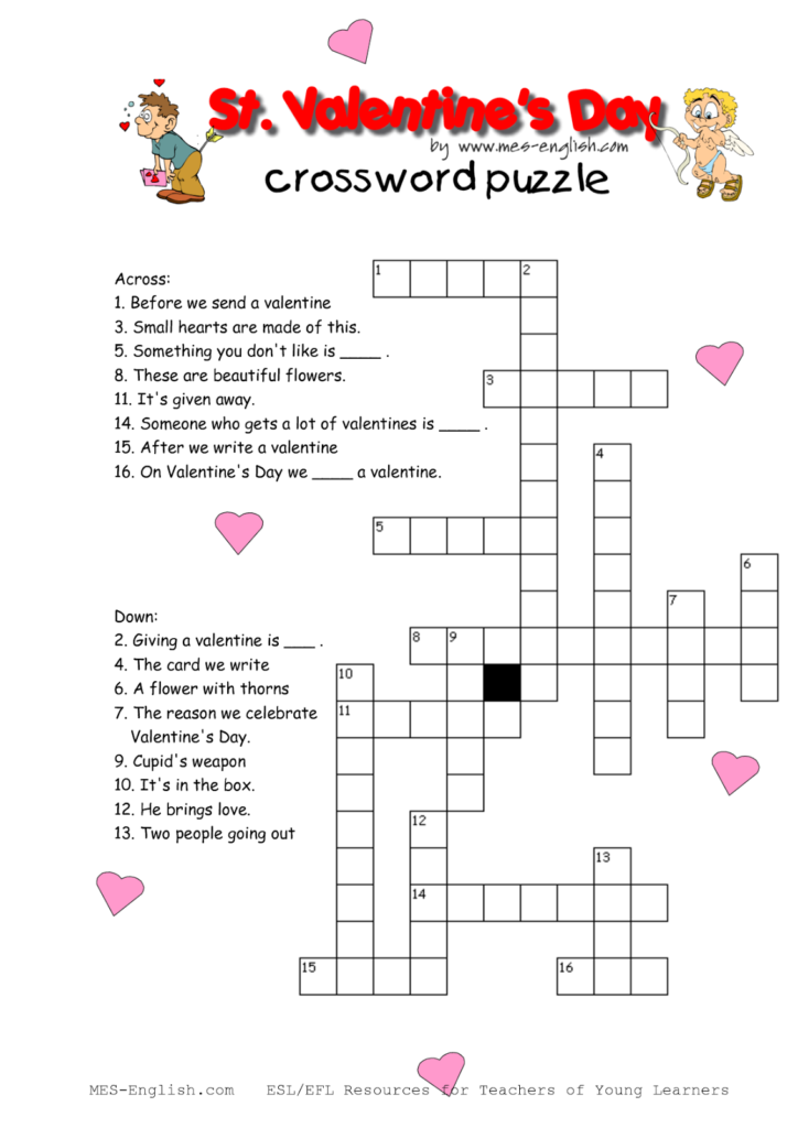 Top 5 Easy Valentine S Day Crosswords