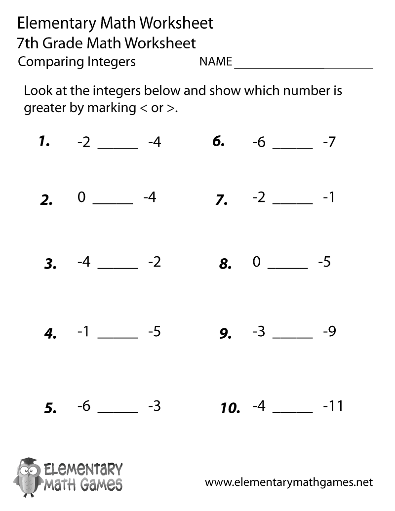 Free Printable 7th Grade Math Worksheets