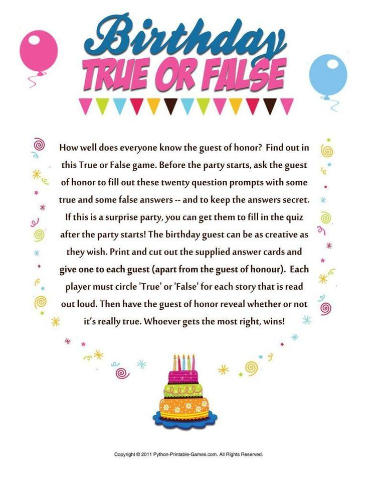 Free Printable 50th Birthday Party Games