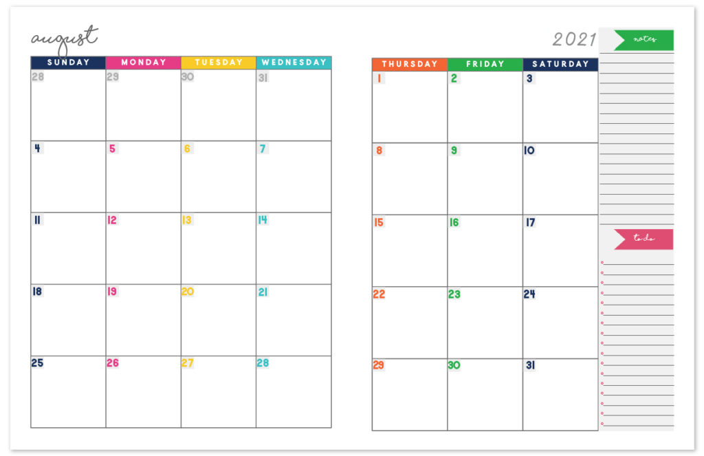 2021 Printable Calendar Two Page Free Printable Calendar