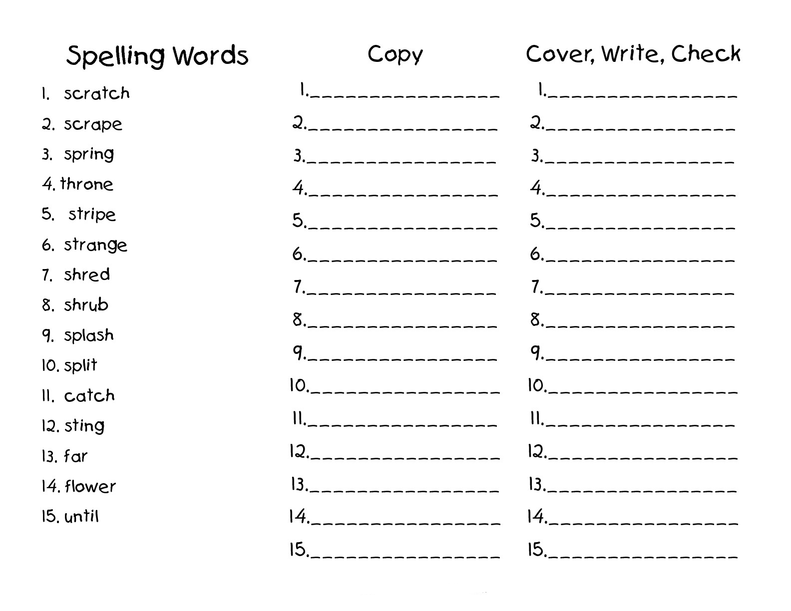 2nd Grade Spelling Worksheets