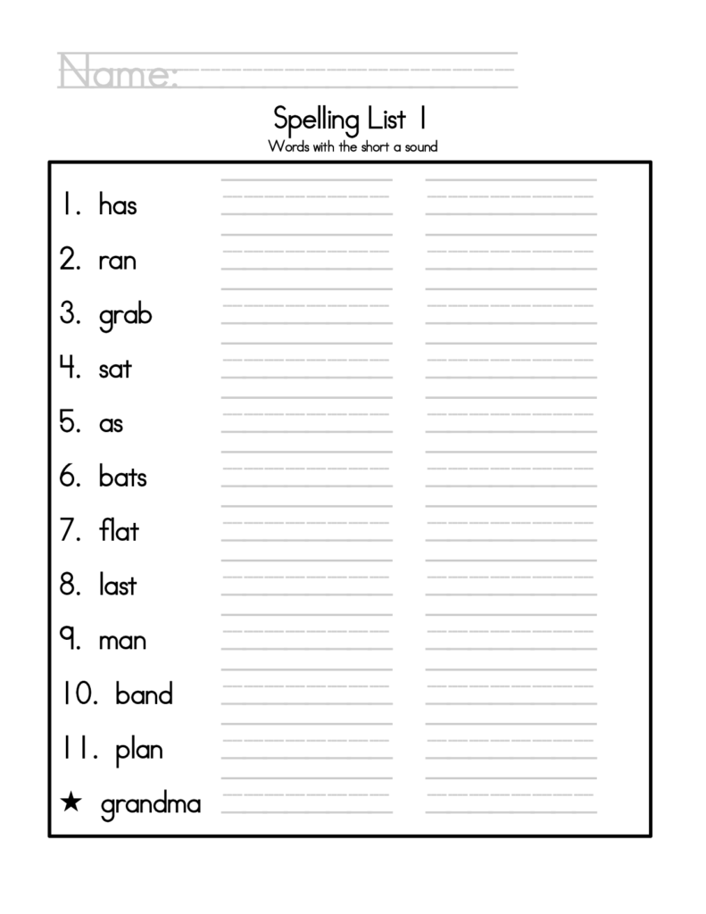 2nd Grade Spelling Worksheets