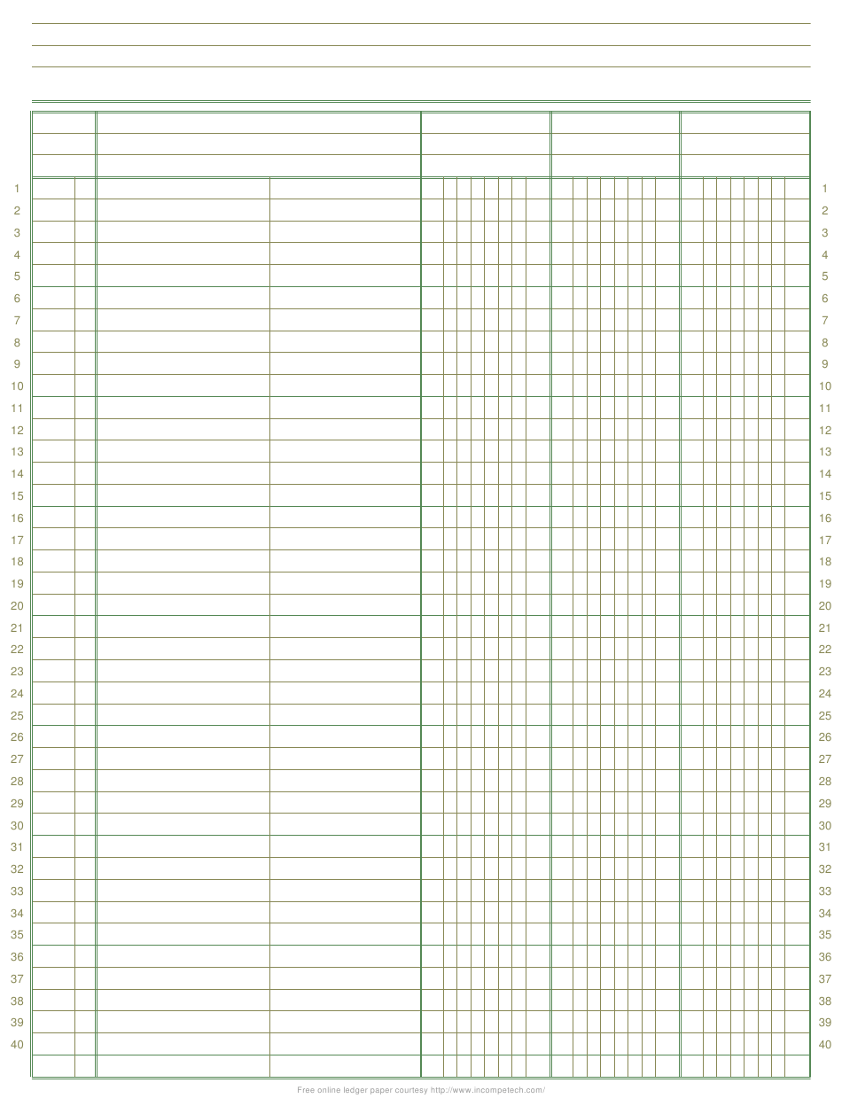 Free Printable 5 Column Ledger Paper