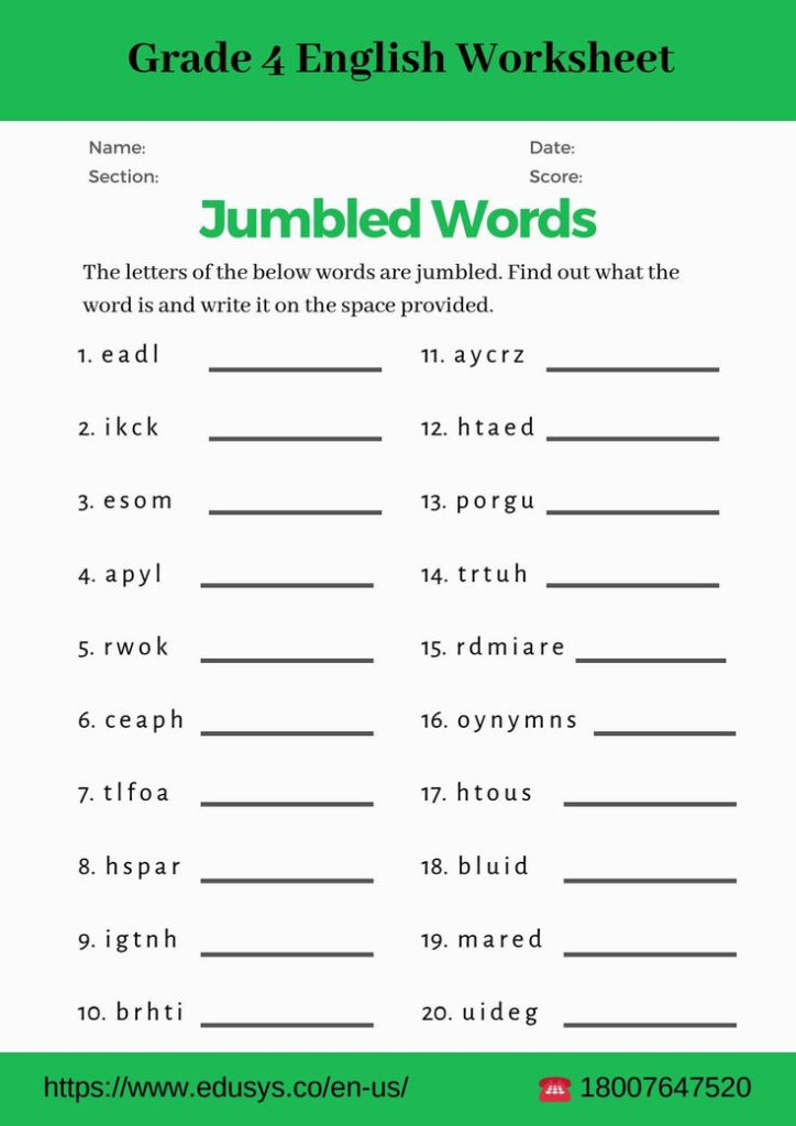 4th Grade Grammar Worksheets Pdf In 2020 Jumbled Words