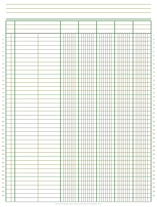 Free Printable 5 Column Ledger Paper