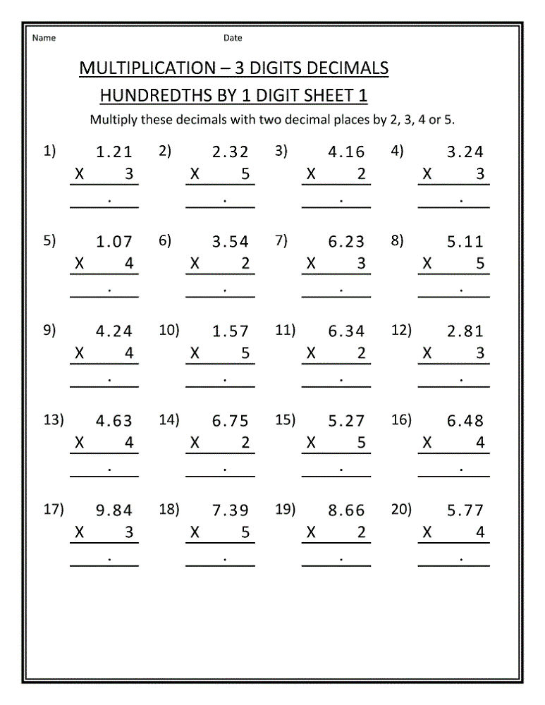 Free 5th Grade Math Worksheets