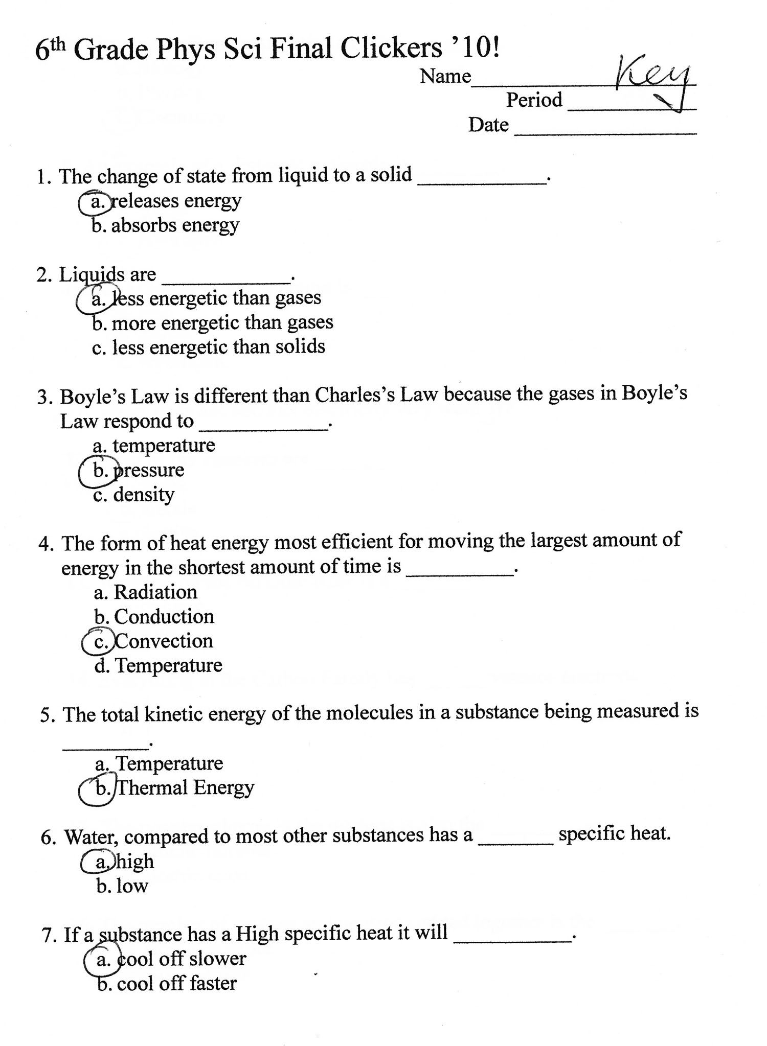 Science Worksheets For Grade 6