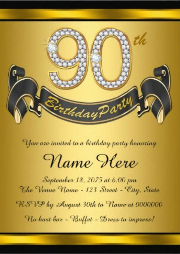 Free Printable 90th Birthday Invitations