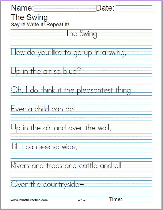 Free Handwriting Practice Sheets