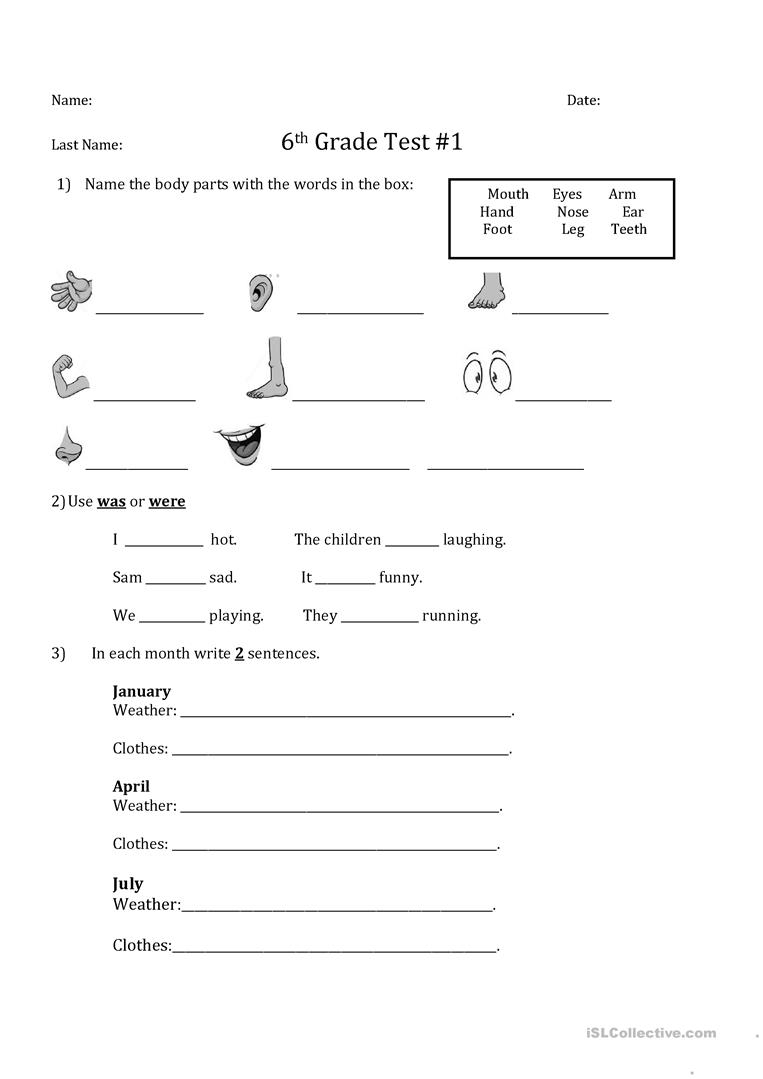 Grade 6 Free Printable Caps Worksheets