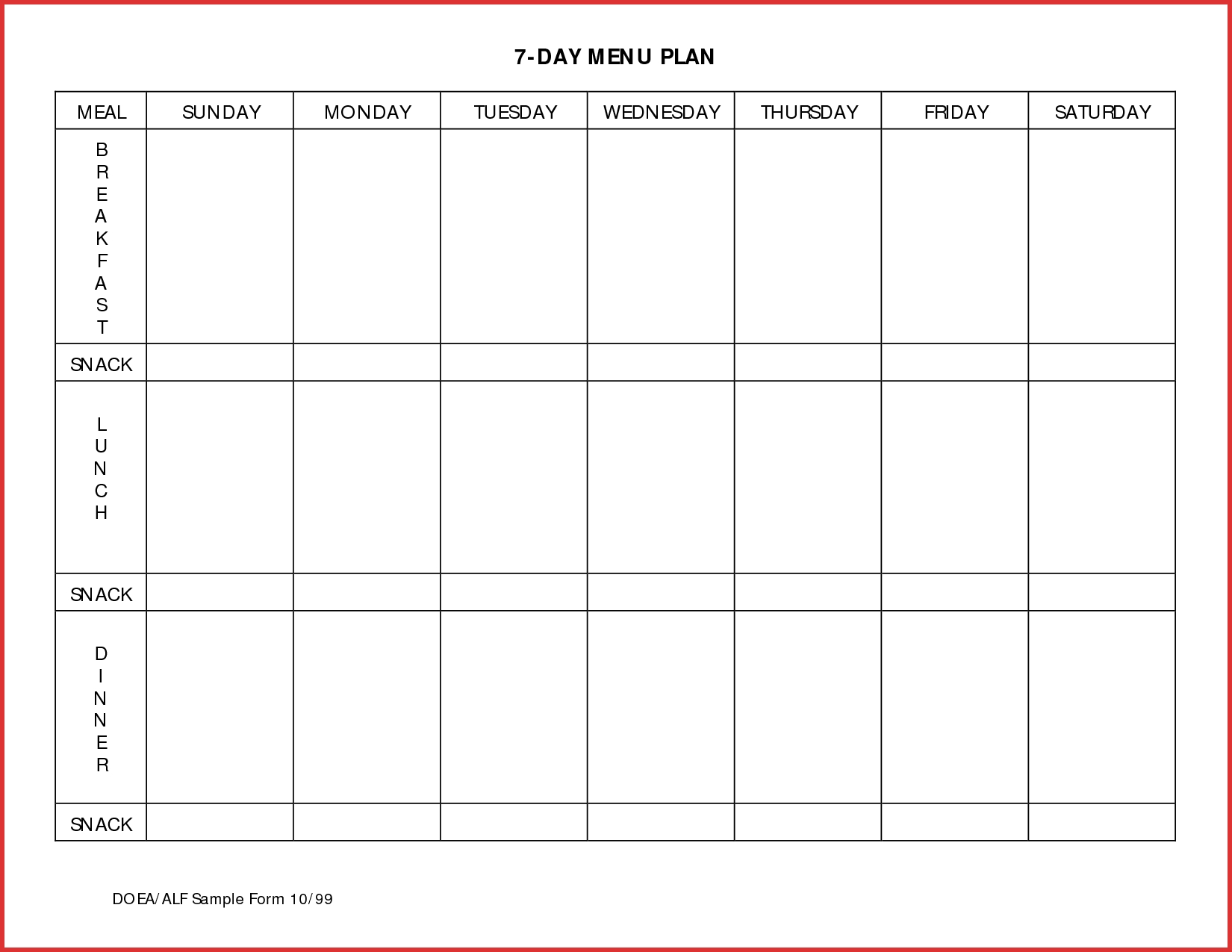 7 Day Free Printable Weekly Planner