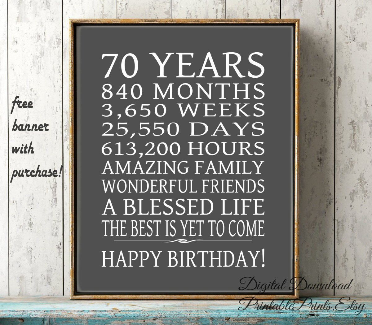 Free Printable 70th Birthday Signs