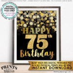 75th Birthday Sign Happy Birthday 75 Golden Birthday Card