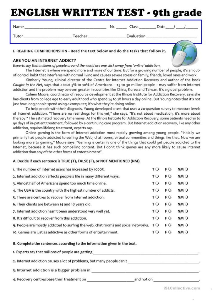 9Th Grade English Worksheets Free Printable Free
