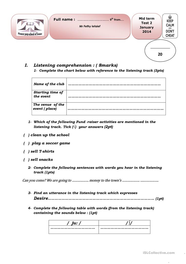 Grade 9 Free Printable Worksheets