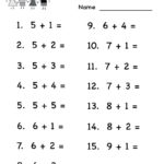 Addition Math Worksheet For Kindergarten Math Worksheets