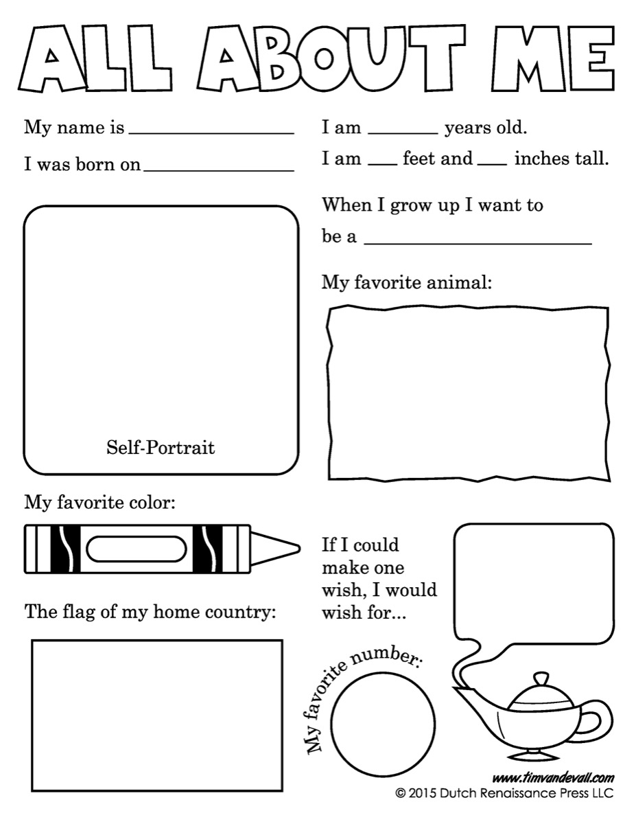 All About Me Printable