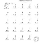 Basic Math Addition Worksheets Kindergarten Practice