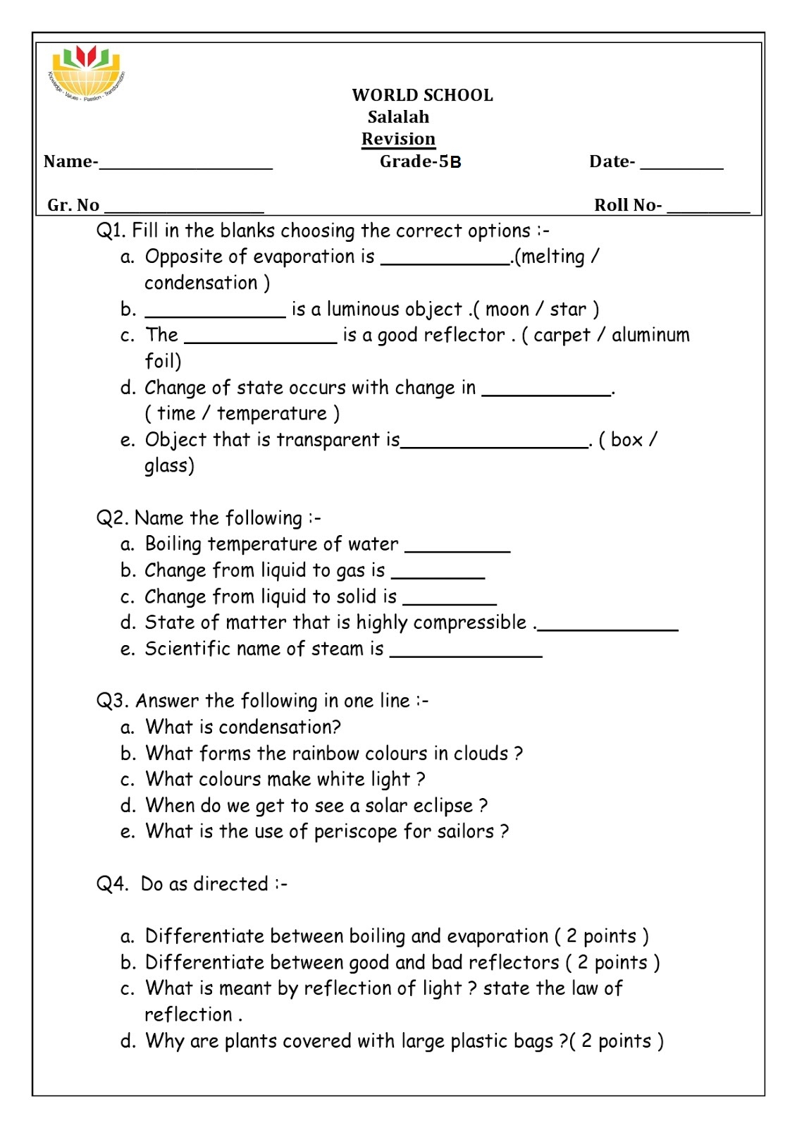 Activity Sheets For Grade 5