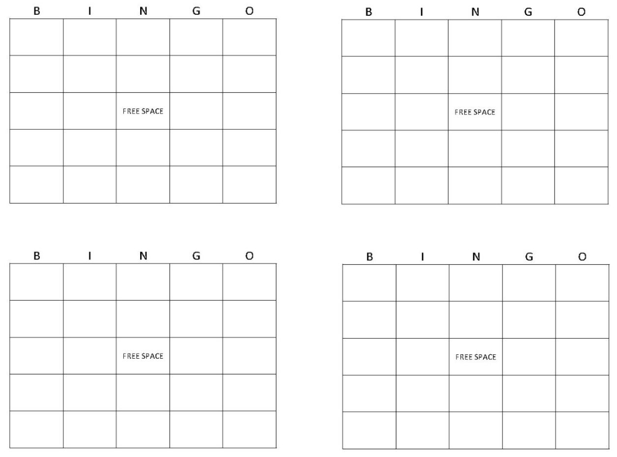 Blank Bingo Sheet