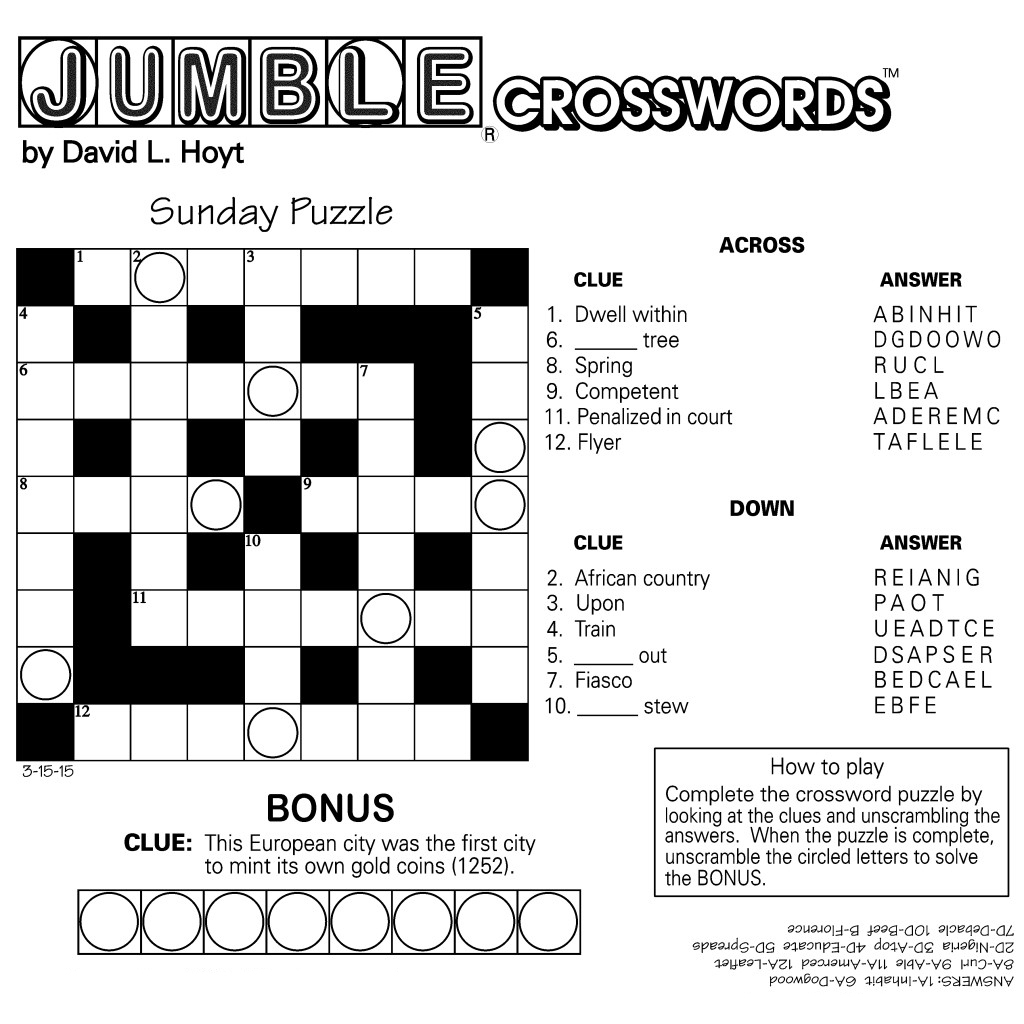 Printable Jumble Crossword Puzzles