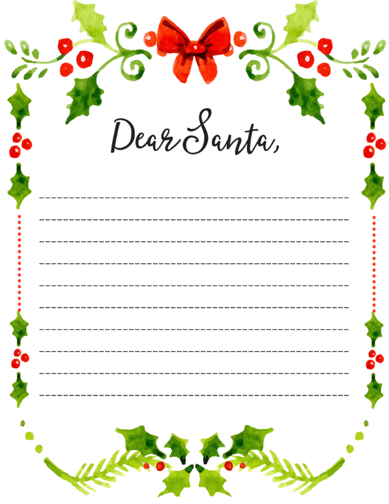 Dear Santa Fill In Letter Template