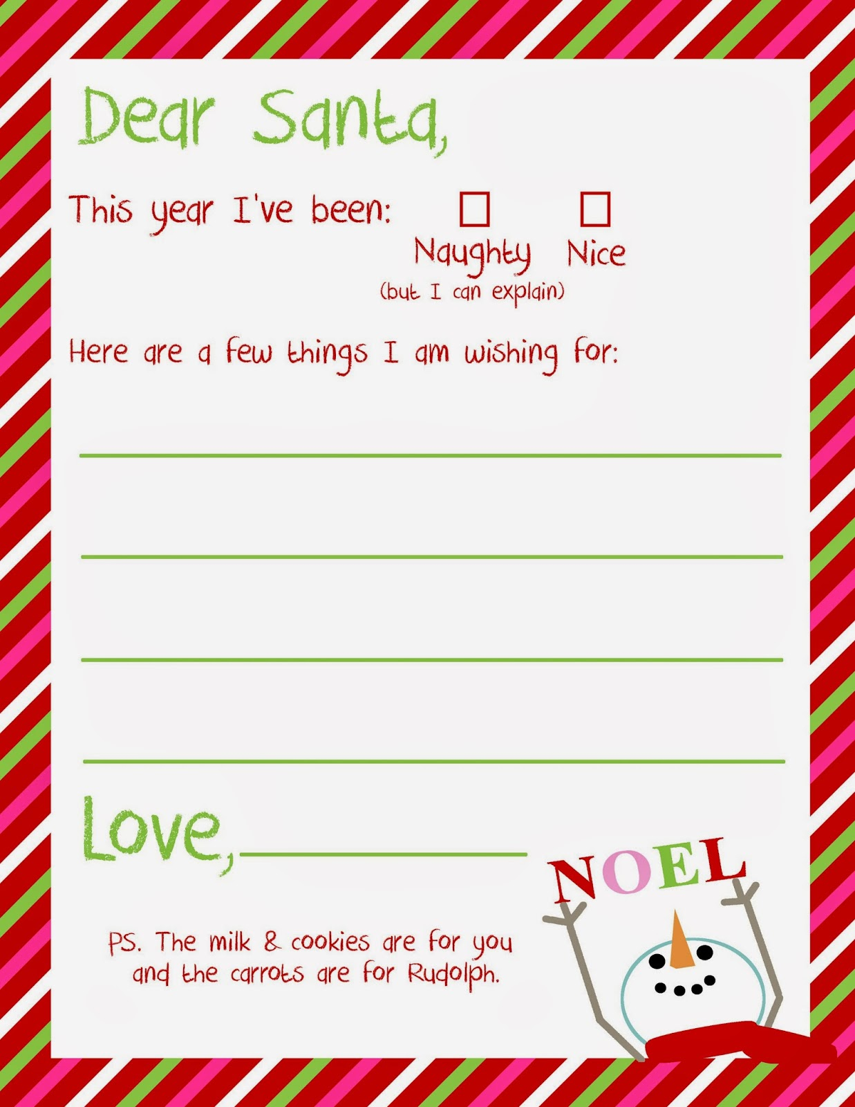 Letter To Santa Printable