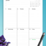 Download Printable Week At A Glance Planner With Calendar PDF