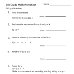 Eighth Grade Math Practice Worksheet Free Printable