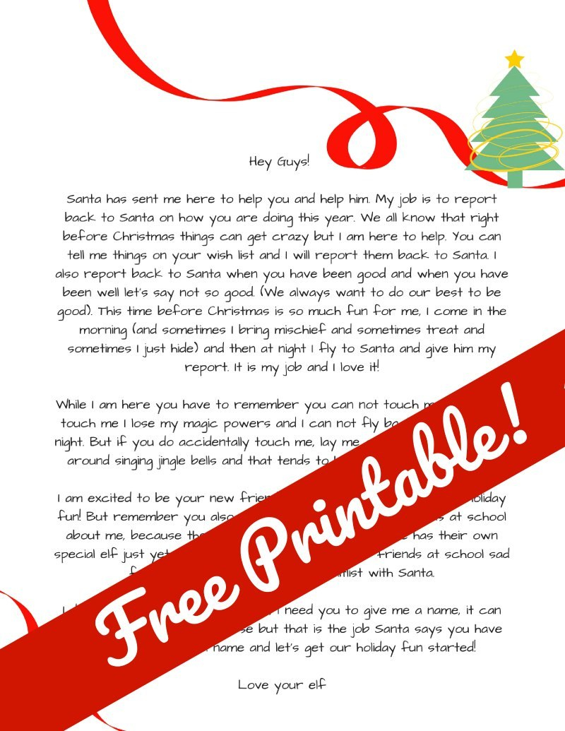 Editable Elf On The Shelf Letter