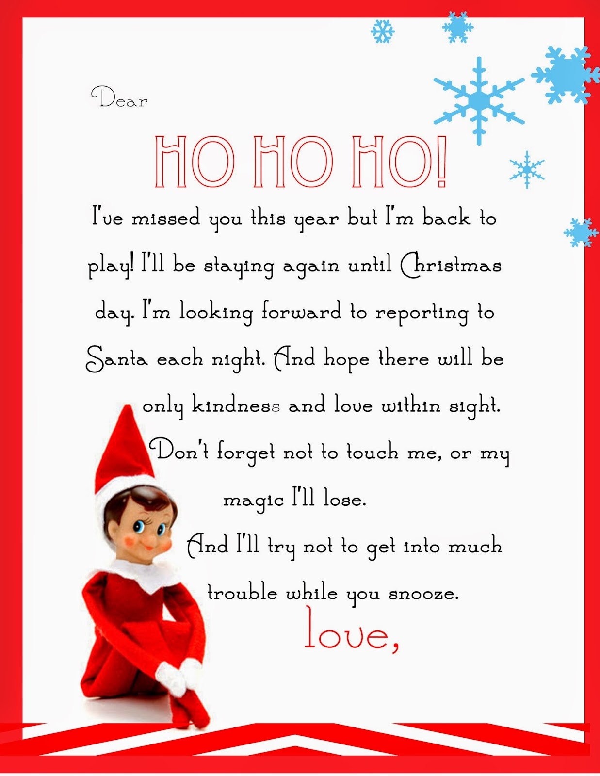 Elf Letter Template