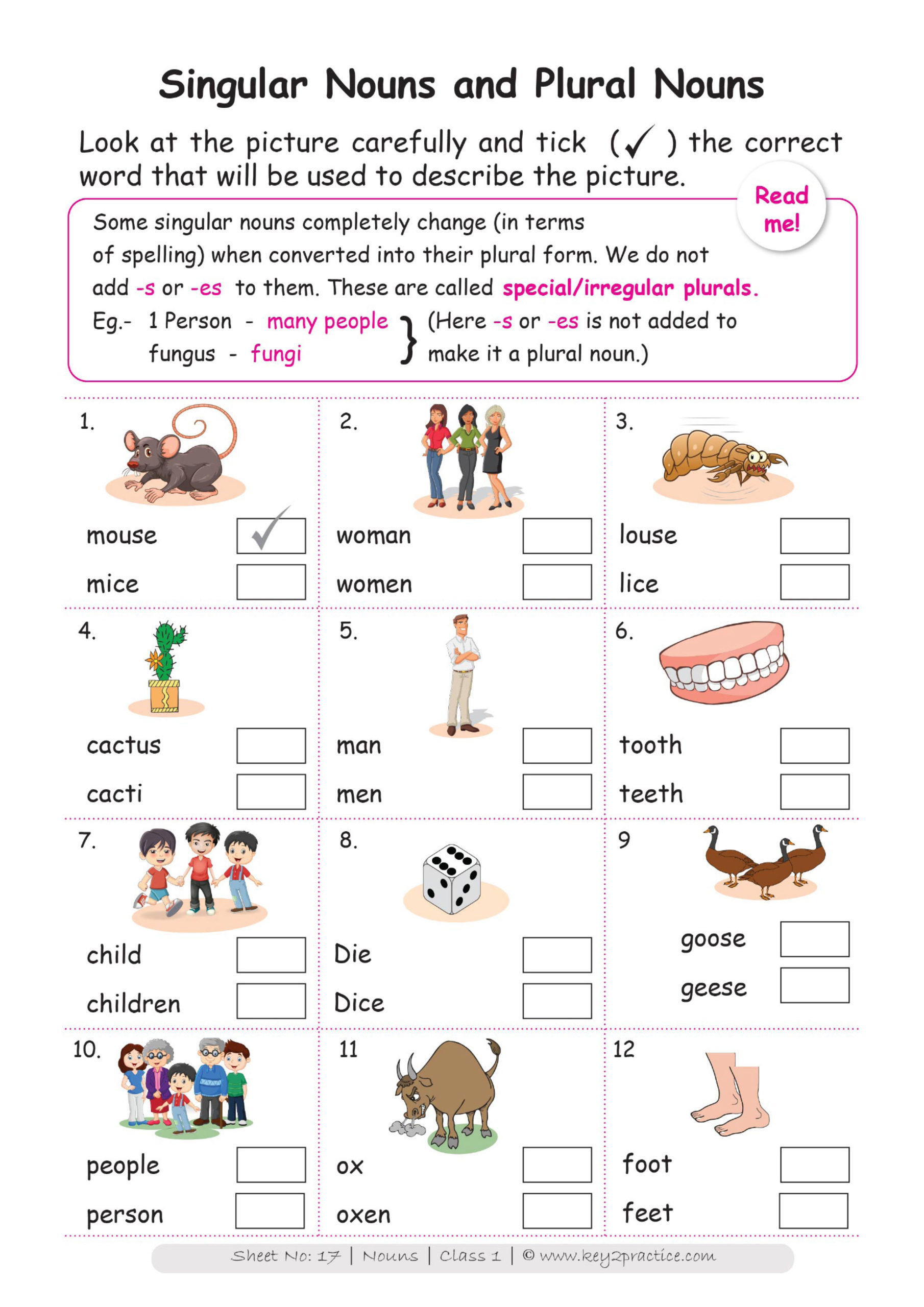 Worksheets For Grade 1 English